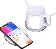 Bitzong Self Heating Mug Cup Porcelain Ceramic Warming Temperature Control Qi Recharging Base Camping