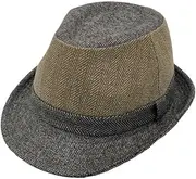 [WITHMOONS] Wool Herringbone Fedora Hats for Men - Manhattan Trilby Winter Structured Crushable Short Brim LD61574
