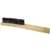 JOSCO 4-Row Stainless Steel Bristle Wood Long Handle Wire Brush