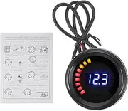 X AUTOHAUX 2" 52mm DC 12V Voltage Gauge Colorful LED Digital Voltmeter Gauge 8-18V 1 Pc Cable Universal Car Voltage Meter Black White Blue