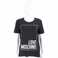 在飛比找Yahoo奇摩購物中心優惠-LOVE MOSCHINO 方框字母彈性棉黑色短袖TEE T