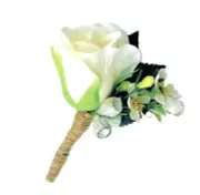 ROSE BUTTONHOLE Ivory Silk Rose Gumnuts & Waxflower for Groom Groomsman Father