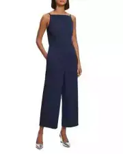 Theory Square Neck Sleeveless Cropped Jumpsuit romper Size 10 Navy Blue NEW $395