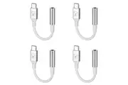 4x Bonelk Long-Life Male USB-C to Female 3.5mm Adapter For Phone MacBook White