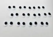 12 pair VTG Zims 12mm Oval Black Paste-On Plastic Eyes Amigurumi Craft Doll