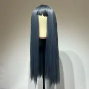 NEW BLUE WIG LONG STRAIGHT HAIR WITH BANGS