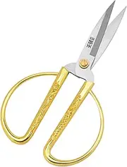 WILLKOMMEN Multifunctional Stainless Steel Gold Scissors 6”, Ultra Sharp Sewing Fabric Tailor Scissors, Traditional Dragon and Phoenix Pattern Craft Shears for Embroidery, Office, Art Work, Ceremony