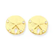 14K Yellow Gold Sand Dollar Stud Earrings Push Back Madi K Children's Jewelry
