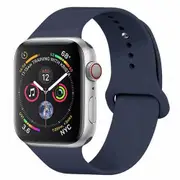 For Apple Watch iWatch Series SE 44mm Silicone wristband Loop Strap wrist Band (Navy Blue - Large Size)