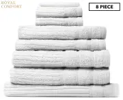 Royal Comfort Eden Egyptian Cotton 600GSM 8 Piece Luxury Bath Towels Set - White