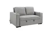 Sarantino Hoffman Linen Sofa Bed with Cushions &Cup Holders Light Grey