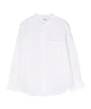 band-collar linen blend shirt 16Y White