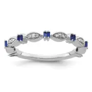 Sterling Silver Stackable Lab Created Sapphire Diamond Ring Size 8 for Women