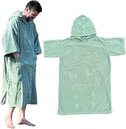 Towelling Poncho for Adults and kids - Easy Changing Towelling Robe for Swim, Surf, Wild Swimming, Beach (Green, Kids 4-9)