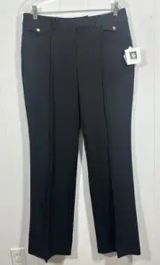 NWT Anne Klein Women’s Black Trousers Pants Career Size 8 Flat Front