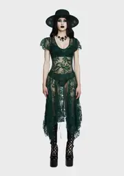 [Widow] Dearly Departed Lace Dress - Emerald