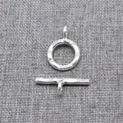 4sets of 925 Sterling Silver Circle Hammered Toggle Clasps for Bracelet Necklace