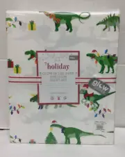 Pottery Barn Kids Holiday Glow In The Dark Dinosaur bed Sheet Set FULL
