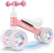 Vvinca Baby Balance-Bike for 1 Year Old Boys Girls Toys Gifts, 10-36 Months Colorful Lighting Toddler Balance Bike, 4 Silence Wheels Soft Seat Riding on Mini Bike First Birthday Gift