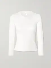 [LESET] LESET - Kelly Ribbed Stretch-cotton Jersey Top - White - small small White
