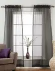 Black - Rod Pocket Sheer Tissue Curtain Panel Drape - Various Sizes