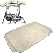 2-Seat Porch Swing Canopy Replacement, Waterproof Swing Top Cover, Garden Swing Seat Replacement Canopy for Outside Backyard Garden Patio Yard Park Porch (Beige)