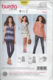 Burda 6922 Misses Dress and Top 3 Variations Size 8 - 22
