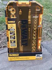 DEWALT SAE & Metric 34 Piece 1/4" & 3/8" Drive Socket Set 3/8" 72 Tooth Ratchet