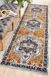 Abode Rug Culture Rust & Navy Tulip Vintage Look Runner Rug