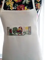 Canvas Apron, Rooster - Counted Cross Stitched, By MMM