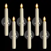 Cordless 6 PCS Window Flameless LED Taper Candles with Sensor Dusk to Dawn Timer