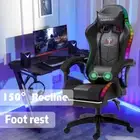 NEW Massage Feature LED Light Office Chair High Back Computer Desk Chair BLACK