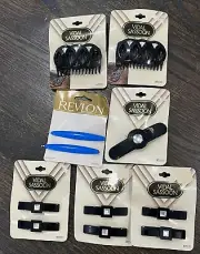 Vintage 1990s Barrettes Lot Vidal Sassoon Revlon Hair Clips Black Blue NOS