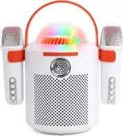 Bluetooth Karaoke Machine with Two Wireless Microphones, Portable Design with La