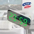 Digital LED Alarm Clock Dimmable LED Time Light Sensor Mirror with USB Charging