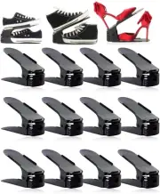 12 Pack Shoe Slots Organizer, Adjustable Double Layer Shoe Stack Sandals Rack...