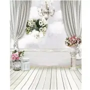 5x7FT White Curtain Backdrop Studio Flower Photo Photography Floor3859