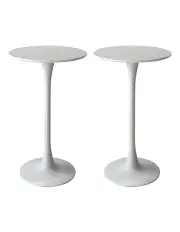[Levede] Round Metal Base Bar Table x2 in White