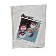 Vtg Bucilla Plastic Canvas SANTA FACE COASTER Set of 6 Plus Holder Kit 61169