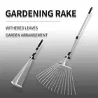 Garden Expandable Leaf Rake Telescoping Handle Cleaning Leaves Sticks & Debris