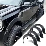 SUERAUTO4X4 Suit to Ford Ranger Wildtrak, Wildtrak X Next Gen 2022 2023 2024 2025 Accessories Fender Flares Wheel Arches Protector, Matt Black 35MM Extra Wide Body Kit Eyebrow Guard, Car Exterior