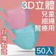 MIT台灣嚴選製造 細繩 3D立體醫療用防護口罩 -兒童款 50入/盒 不挑色