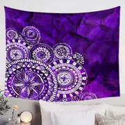 White Mandalas Over Purple Tapestry
