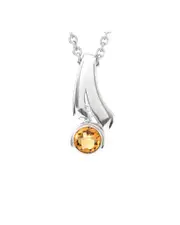 Silver 1.80 ct. tw. Diamond & Citrine Pendant Necklace