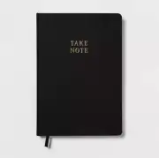 Take Note Threshold Journal - Black/White With Black Ribbon Elastic Closure New