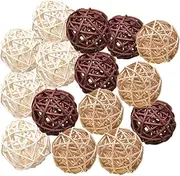 Pemalin Natural Decorative Wicker Rattan Balls- Vase Filler, House Ornament, Christmas Tree Garden Wedding Party Coffee Table Decoration,Craft DIY, Parrot, Bird Toys Balls.