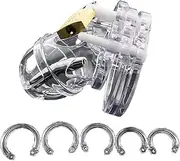 SAHOOSAFETY Penis cage chastity cage men with metal dilator chastity belt man plastic penis cage adjustable ring size bondage sex toy for men(S)