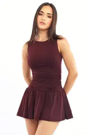 Red Mini Dress Drop Waist - Size 16XL, Women's Skater Dress