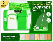 Reusable Pads Compatible with Swiffer Sweeper Mops - Washable Microfiber Mop Pad Refills by Turbo - 12 Inch Floor Cleaning Mop Head Pads Work Wet and Dry - 2 Pack