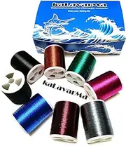 (8pcs*240yd) Kalavarma Metallic Wrapping Thread for Fishing Rod Guide 8pcs 7 Color 240 Yards/Spool 220M